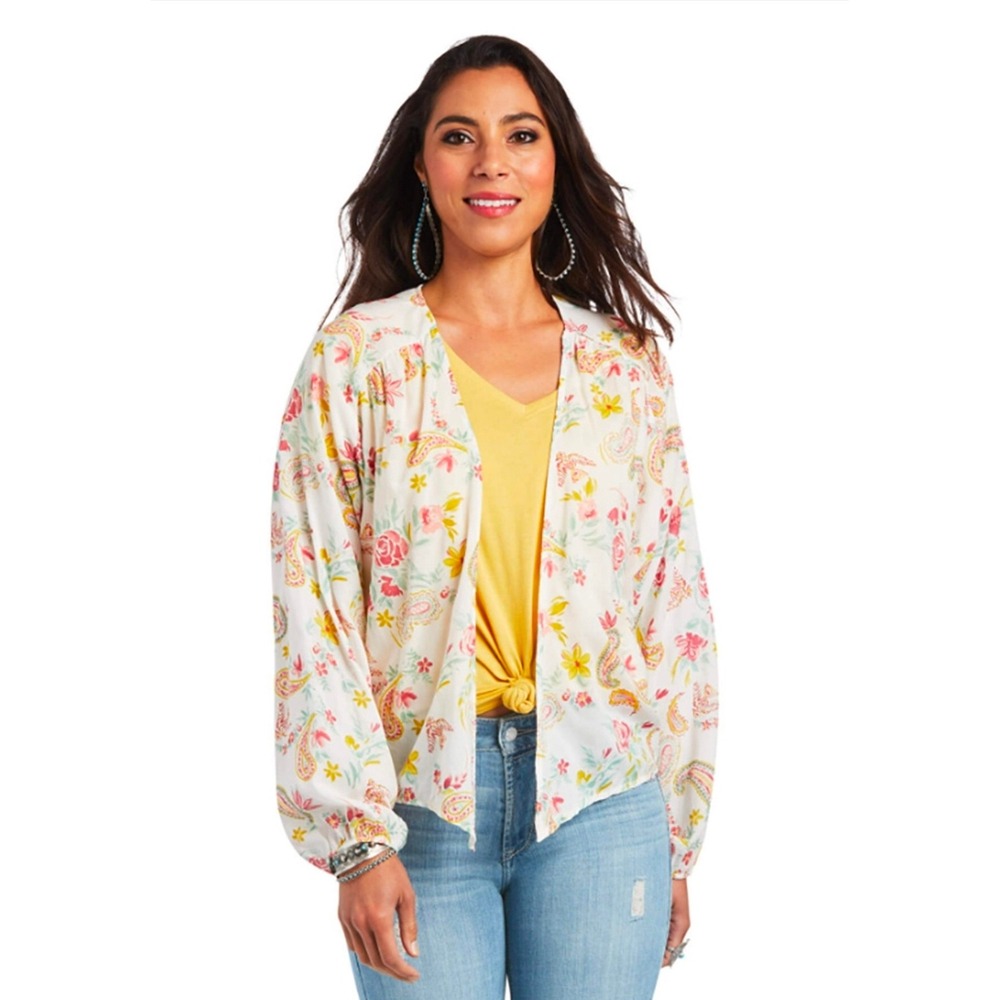 Ariat Womens Rose Garden Wrap Floral Paisley Kimono‎ Boho Summer Size L